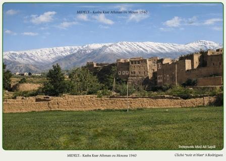 Kasbat Ksar Athman Ou Moussa 1940 "Clché A.Rodriguez " "delcamp.net" . (Traitement IA,par Med Ait Laydi)