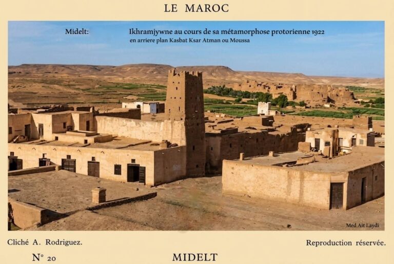 Au 1er plan, « Ksar Ikhramjywne » et, en arrière-plan « Ksar Athman ou Moussa »